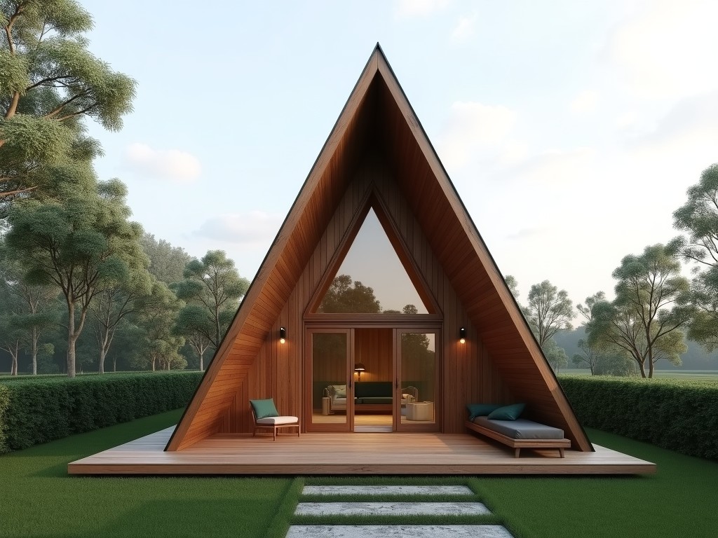 durable wooden triangle house design