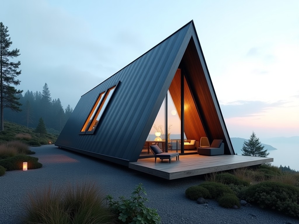 Panoramic Glass Triangle House Cabin
